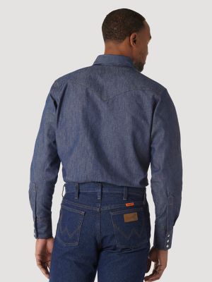 Cowboy Cut® Work Western Rigid Denim Long Sleeve Shirt in Rigid Indigo