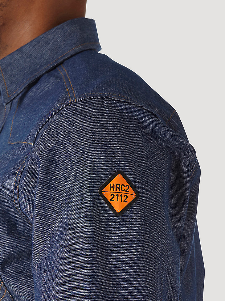 Wrangler® FR Flame Resistant Long Sleeve Denim Work Shirt in Denim alternative view 4