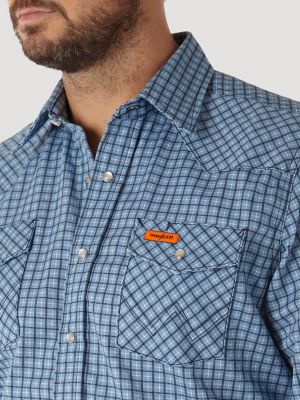 Wrangler blue hot sale plaid shirt