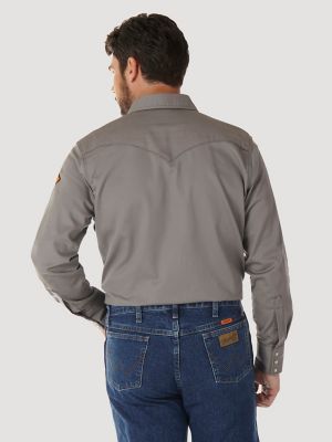 Wrangler - Flame Resistant Long Sleeve Twill Work Shirt - Khaki