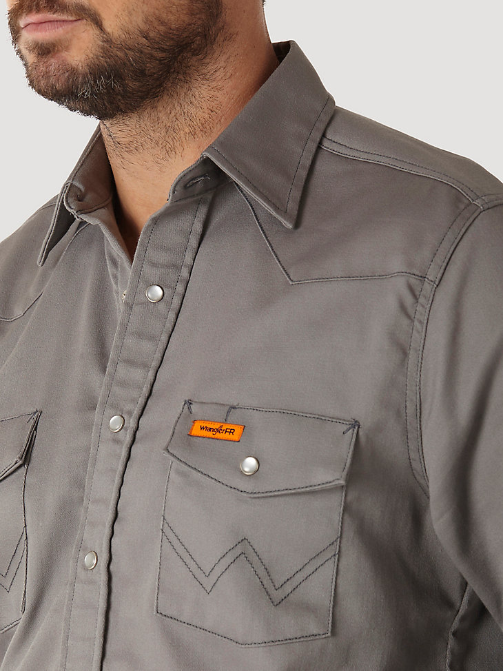 Wrangler® FR Flame Resistant Long Sleeve Solid - Charcoal in Charcoal alternative view 2