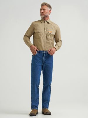 Wrangler FR Flame-Resistant Original-Fit Jeans for Men - Stonewash