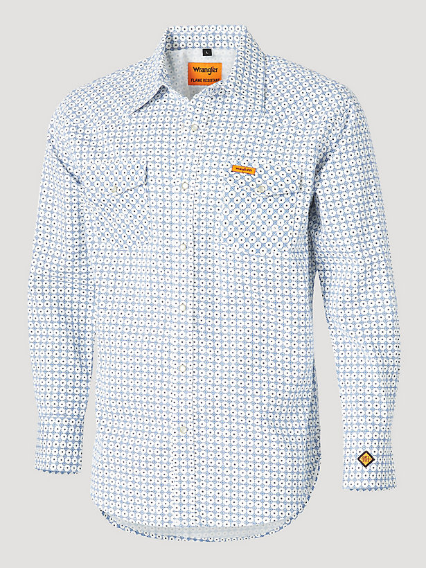 Men's Wrangler® FR Flame Resistant Long Sleeve Western Snap Print Shirt