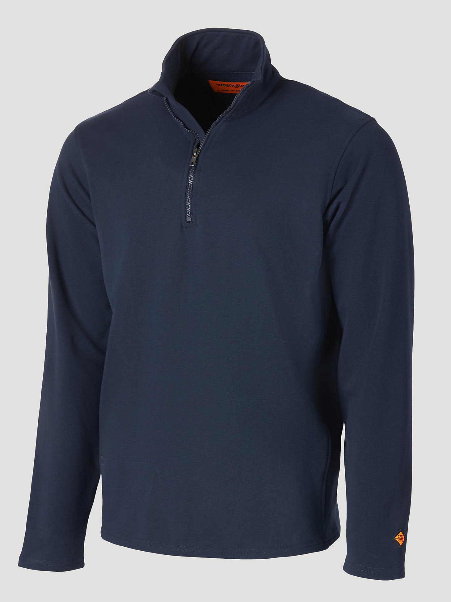 Wrangler® FR Flame Resistant Long Sleeve Quarter-Zip Fleece Pullover in Navy alternative view 5