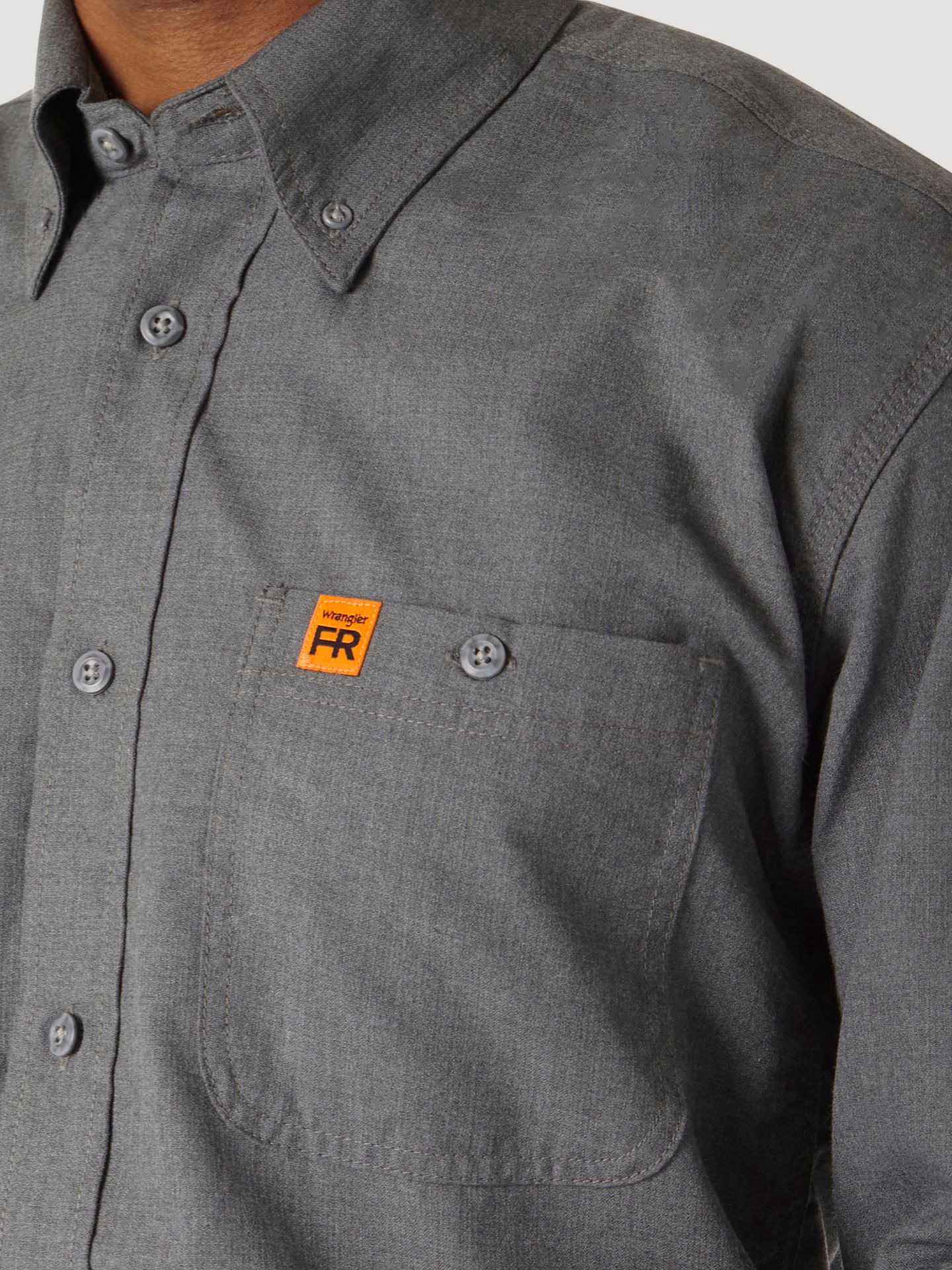 Мужская рубашка Wrangler FR Flame-Resistant Riggs Twill Solid Work Shirt, цвет: Серый — фото 3