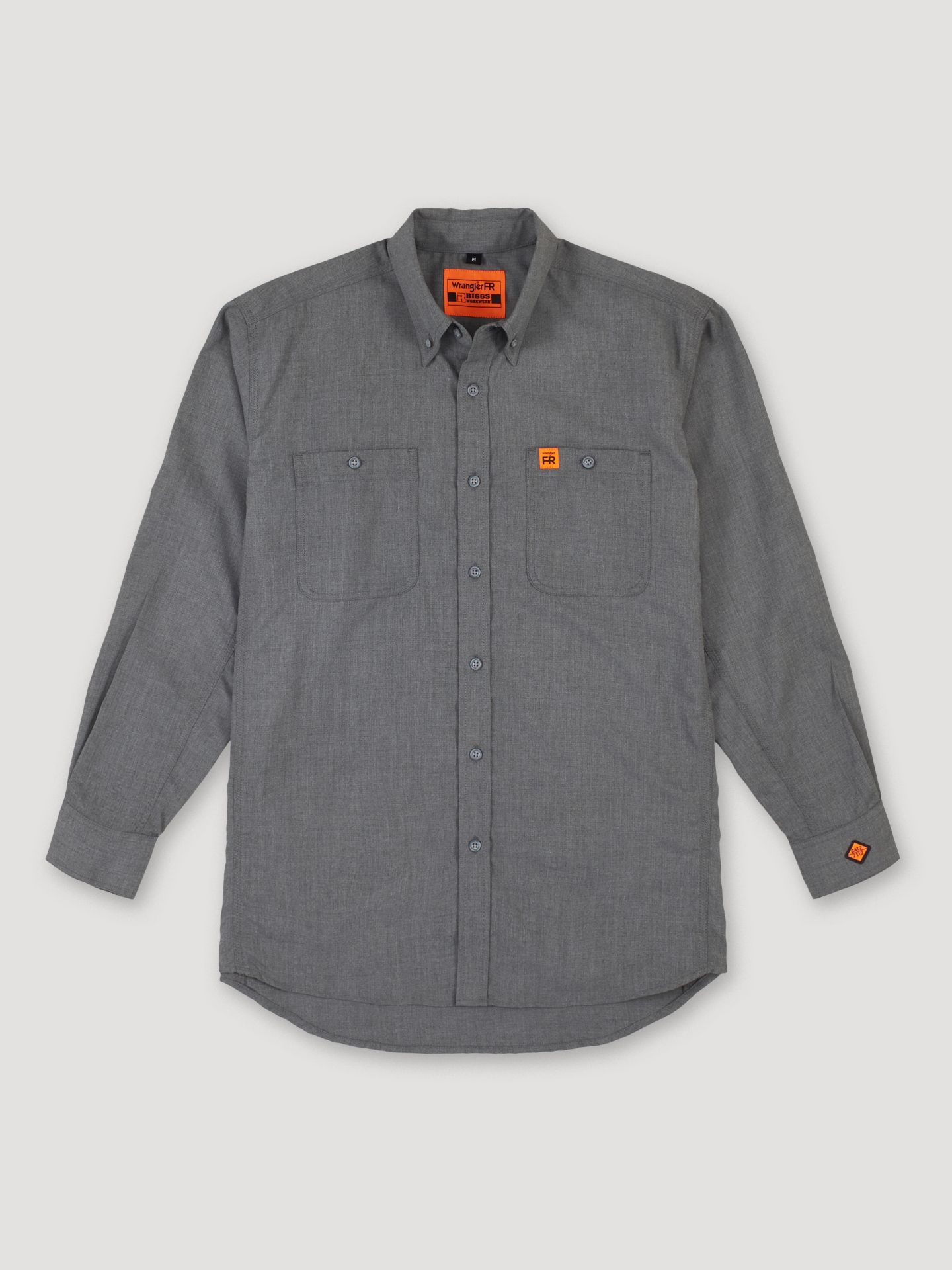 Мужская рубашка Wrangler FR Flame-Resistant Riggs Twill Solid Work Shirt, цвет: Серый — фото 5