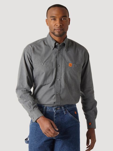 Мужские рубашки Wrangler FR Flame-Resistant Riggs Twill Solid Work Shirt