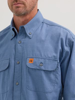 Wrangler® RIGGS Workwear® FR Flame Resistant Flap Pocket Solid Work Shirt in Light Blue alternative view 2