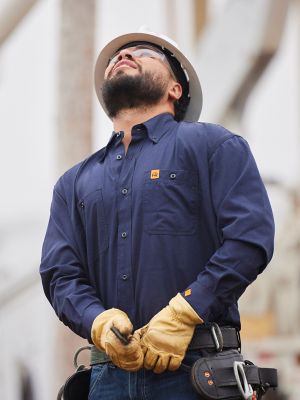 Wrangler&reg; RIGGS Workwear&reg; FR Flame Resistant Twill Solid Work Shirt in Navy