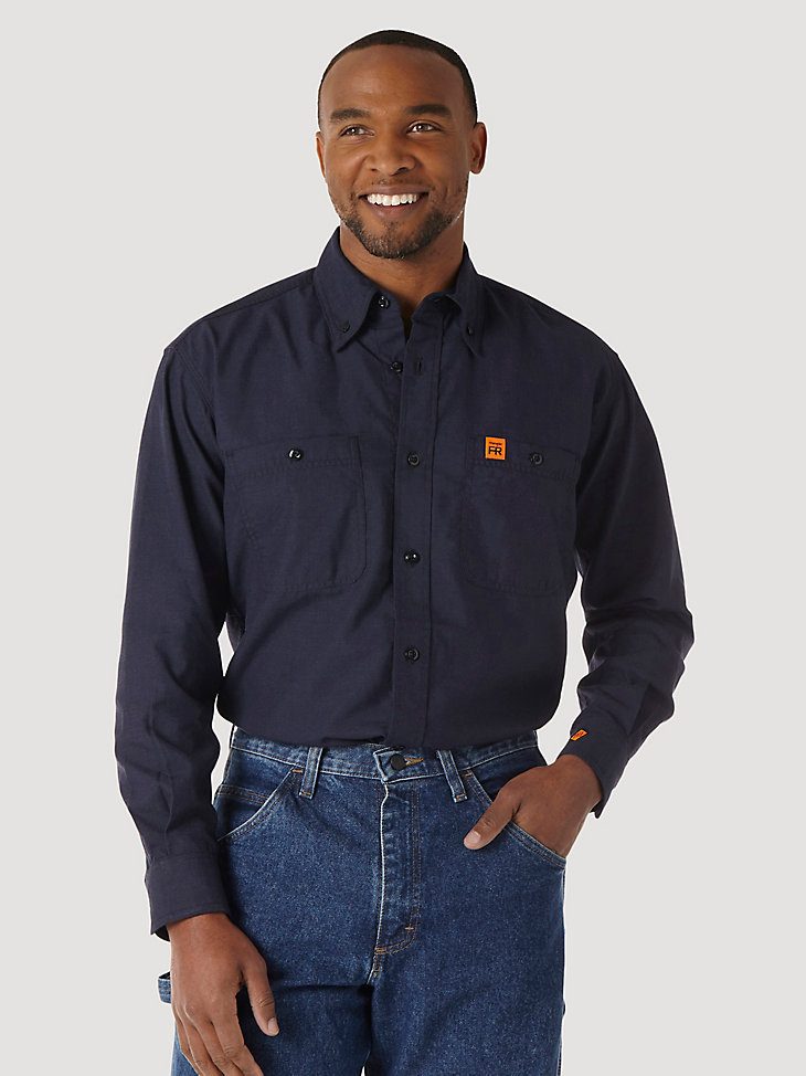 Wrangler® RIGGS Workwear® FR Flame Resistant Twill Solid Work Shirt in Navy alternative view