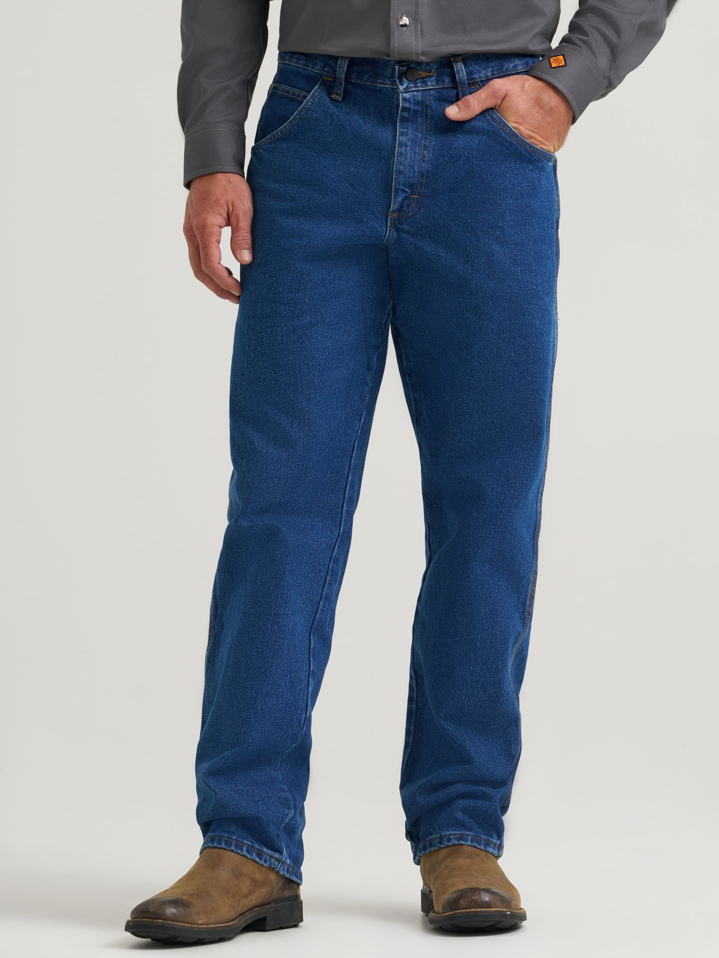 Мужские джинсы Wrangler FR Flame-Resistant Denim Carpenter, цвет: Синий джинсовый — фото 3