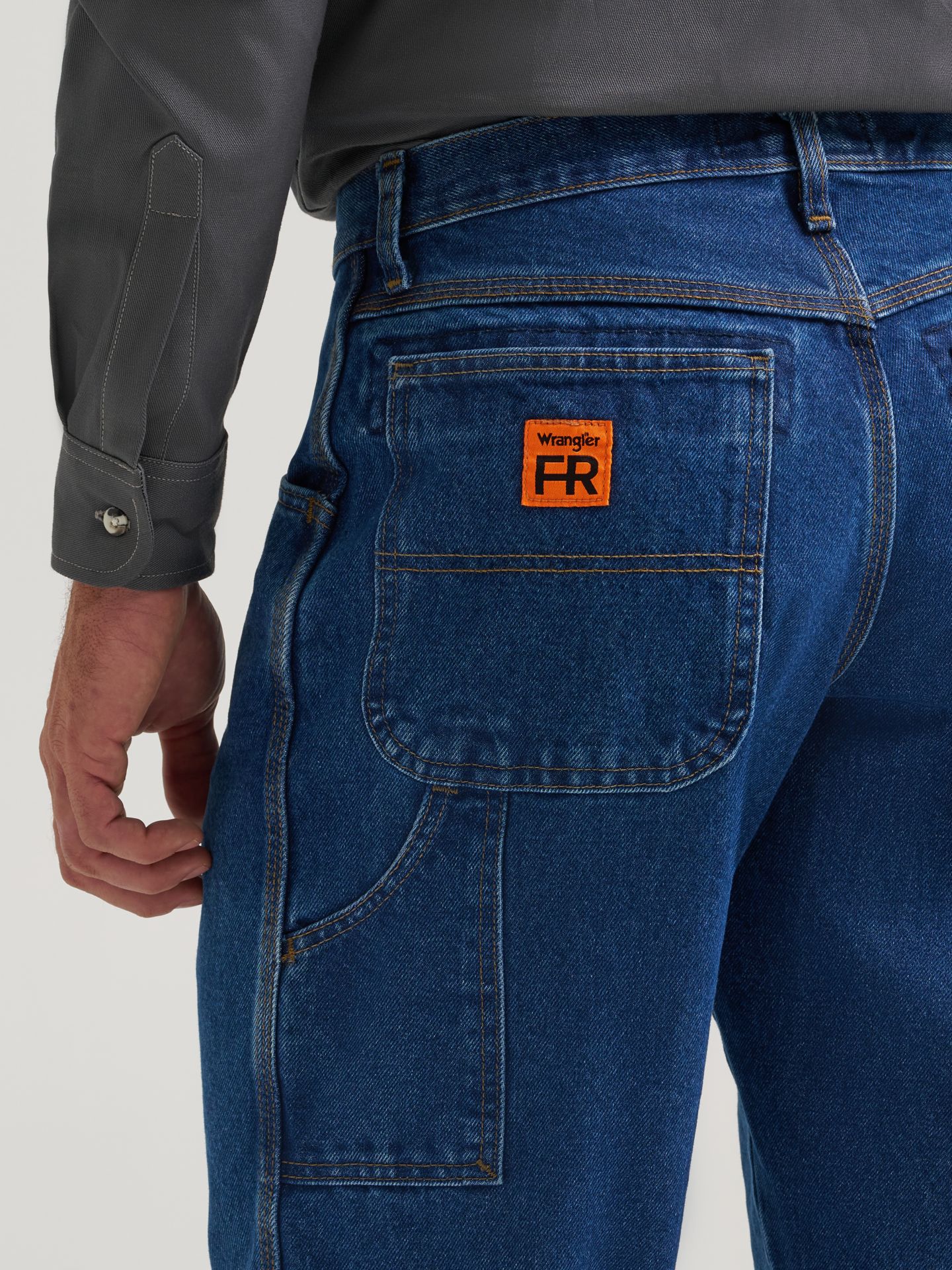Мужские джинсы Wrangler FR Flame-Resistant Denim Carpenter, цвет: Синий джинсовый — фото 5