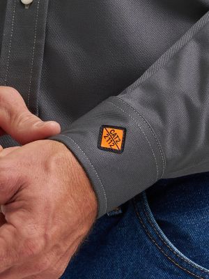 Wrangler&reg; FR Flame-Resistant Button Down Work Shirt in Slate Grey