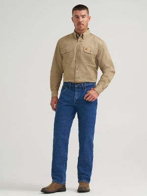 Wrangler&reg; FR Flame-Resistant Button Down Work Shirt in Khaki