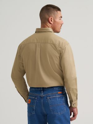 Wrangler&reg; FR Flame-Resistant Button Down Work Shirt in Khaki