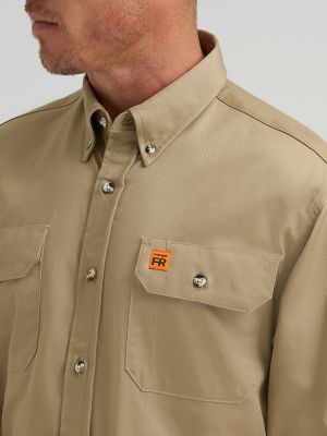 Wrangler&reg; FR Flame-Resistant Button Down Work Shirt in Khaki