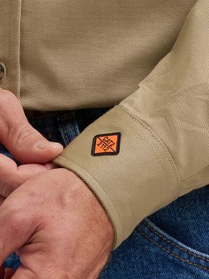 Wrangler&reg; FR Flame-Resistant Button Down Work Shirt in Khaki