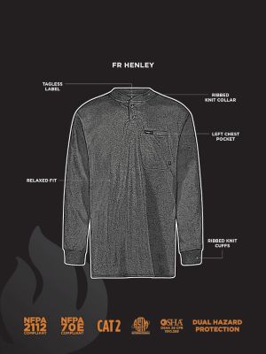 Wrangler&reg; RIGGS Workwear&reg; FR Flame Resistant Long Sleeve Lightweight Henley in Navy