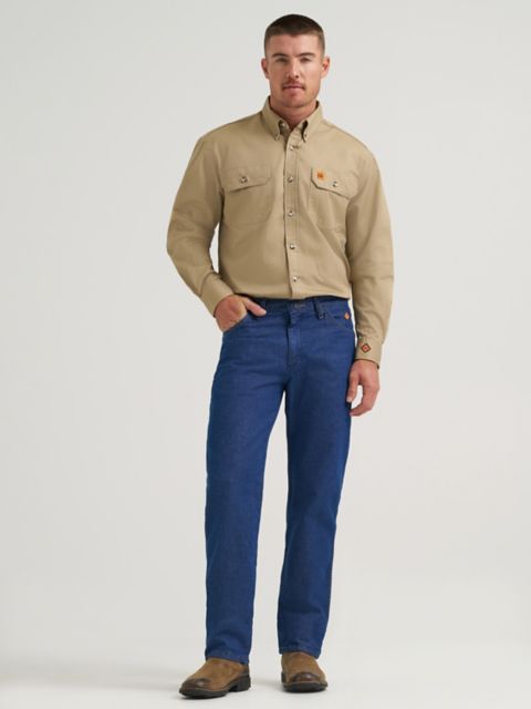 Мужские джинсы Wrangler FR Flame-Resistant Regular Fit Lightweight Denim Jean