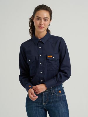 Wrangler&reg; FR Flame Resistant Long Sleeve Solid in Navy