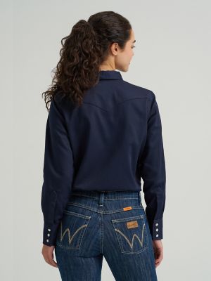 Wrangler&reg; FR Flame Resistant Long Sleeve Solid in Navy