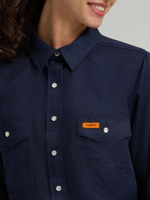 Wrangler&reg; FR Flame Resistant Long Sleeve Solid in Navy