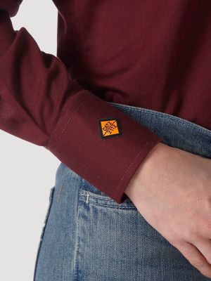 Wrangler Wmns FR Flame Resistant LS Qtr Zip Pullover Hot Sauce Size S