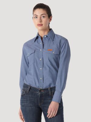 Women's Wrangler&reg; FR Flame-Resistant Long Sleeve Solid Work Shirt