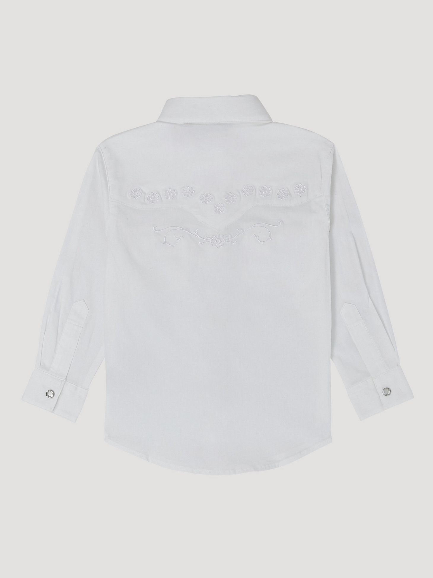 Girl’s Classic Long Sleeve Western Snap Shirt in White alternative view 1