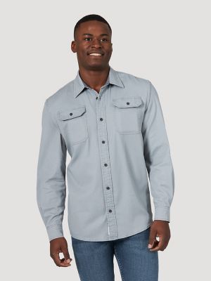 mens wrangler long sleeve denim shirt