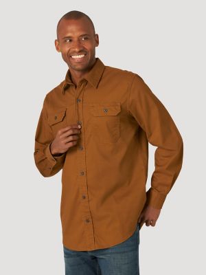 Men’s Wrangler® Long Sleeve Twill/Denim Shirt in Rinse