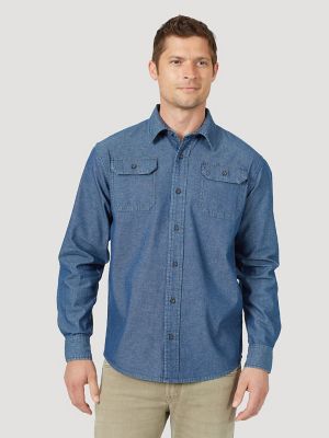 Men's Wrangler® Long Sleeve Twill/Denim Shirt | Mens Shirts by Wrangler®