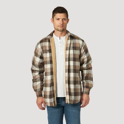 Men's Wrangler® Heavyweight Plaid Sherpa Lined Shirt Jacket | Mens ...