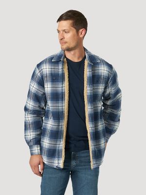 wrangler men's long sleeve sherpa lined shirt jacket