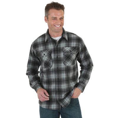 Wrangler® Long Sleeve Button Down Plaid Fleece Shirt | Wrangler