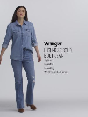 Women's Wrangler&reg; High Rise Bold Boot Jean in Light Wash alternative view 2