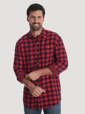 Men's Wrangler® Buffalo Plaid One Pocket Button Down Shirt | Mens ...