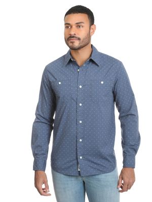 Download Men's Long Sleeve Button Down Two Pocket Printed Slub ...