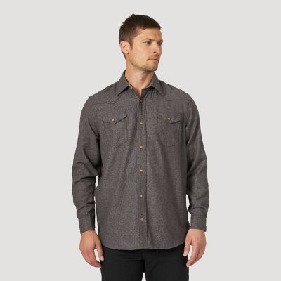 Men's Wrangler® Western Snap Long Sleeve Flannel Shirt | Wrangler®