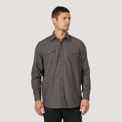 Men's Wrangler® Western Snap Long Sleeve Flannel Shirt Wrangler®