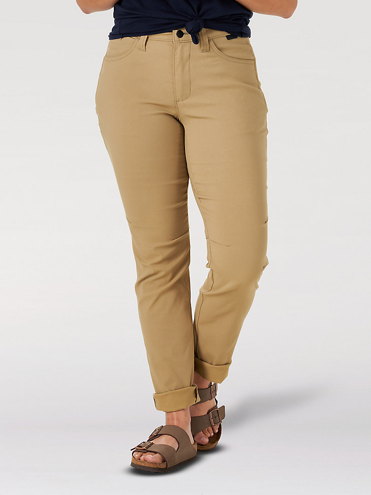 Womens Khaki Front Zip Detail Leggings Jeggings 