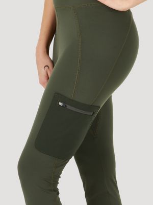 Cargo Pocket Flare Leggings - Olive Green, FIRM ABS