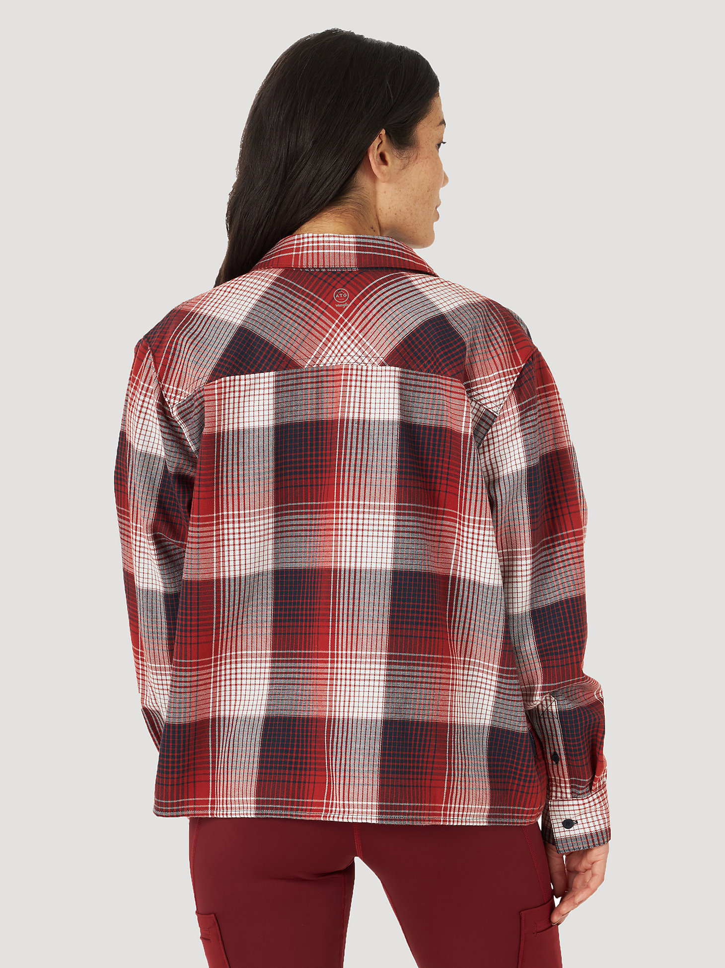 ATG By Wrangler™ Women's Relaxed Flannel Shirt in Dark Red alternative view 3