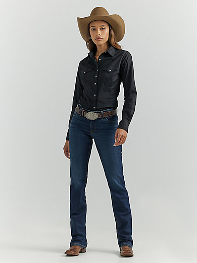 GW2031M Wrangler Girl's Long Sleeve Horseshoe Print Western Shirt NEW