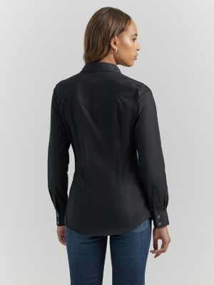 Ladies black clearance fitted shirt