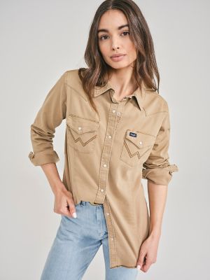 Women's Long Sleeve Western Snap Denim Shirt