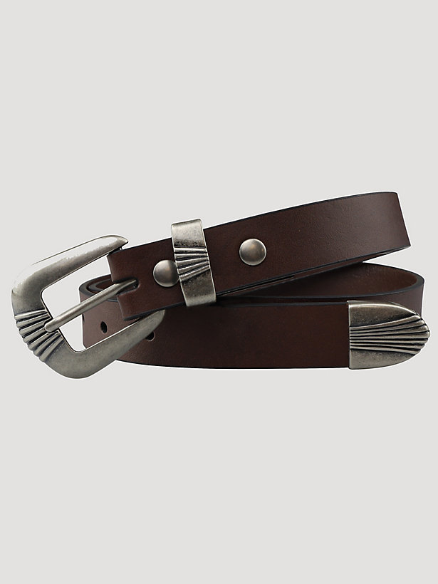 Women's Wrangler® Scallop 3 Piece Buckle Belt in Brown