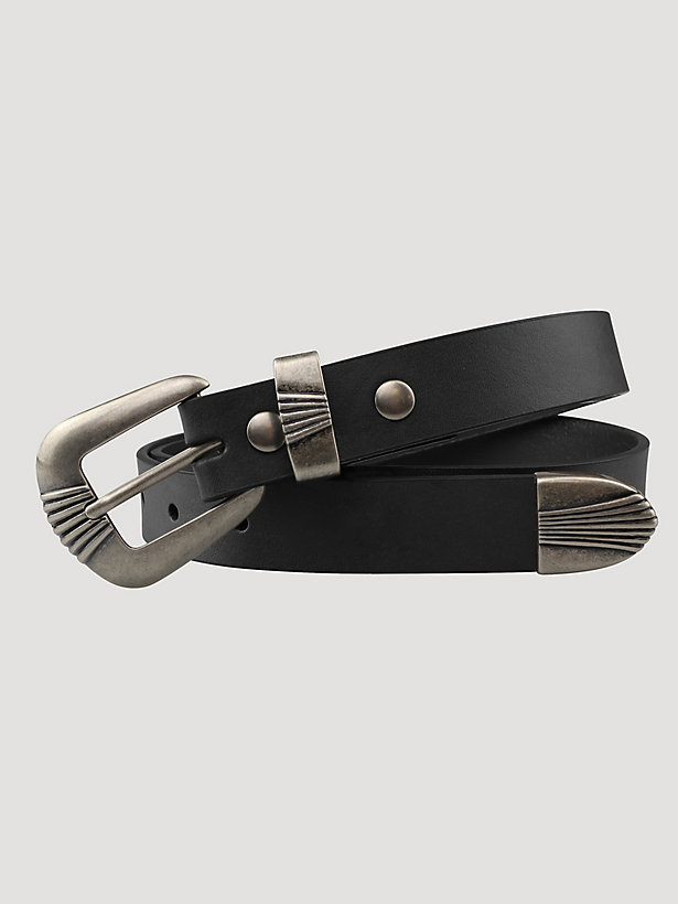 Women's Wrangler® Scallop 3 Piece Buckle Belt in Black
