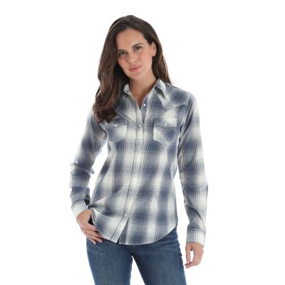 Women's Wrangler® Long Sleeve Pointed Yoke Western Snap Plaid Shirt ...