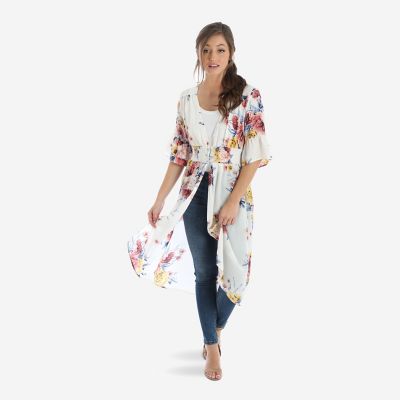Women's Sheer Open Front Floral Print Duster Womens Jackets and Outerwear by Wrangler®